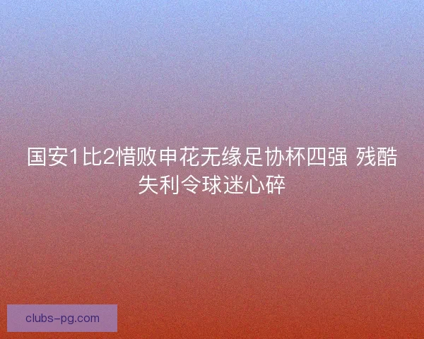 国安1比2惜败申花无缘足协杯四强 残酷失利令球迷心碎 国安1比2惜败申花无缘足协杯四强 残酷失利令球迷心碎