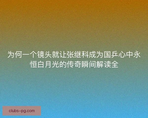 为何一个镜头就让张继科成为国乒心中永恒白月光的传奇瞬间解读全 为何一个镜头就让张继科成为国乒心中永恒白月光的传奇瞬间解读全