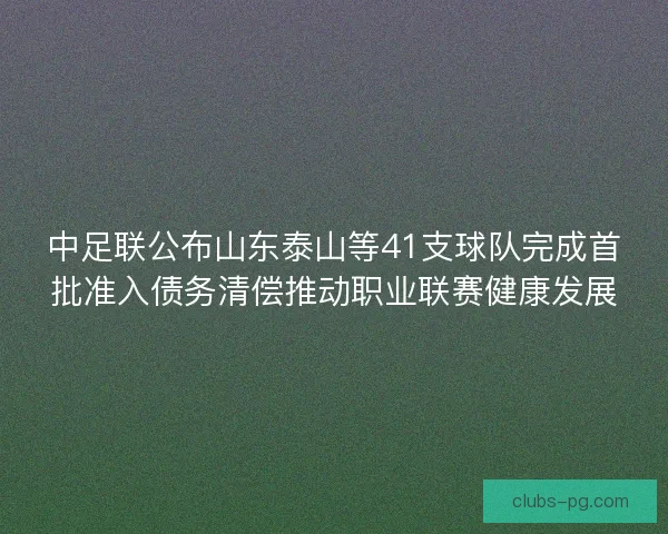 中足联公布山东泰山等41支球队完成首批准入债务清偿推动职业联赛健康发展
